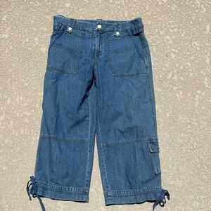 Sigrid Olsen Cropped Denim Cargo Boho Jeans Size 4